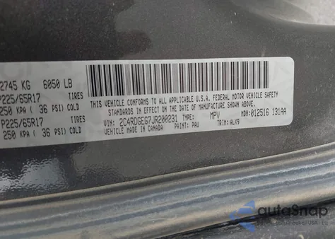 2018 Dodge Grand Caravan Gt from USA, damaged, VIN 2C4RDGEG7JR200231